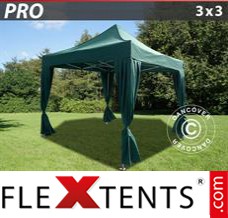 Pop up canopy PRO 3x3 m Green, incl. 4 decorative curtains