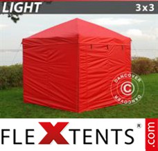 Pop up canopy Light 3x3 m Red, incl. 4 sidewalls