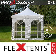 Pop up canopy PRO Vintage Style 3x3 m White, incl. 4 sidewalls