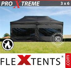 Pop up canopy Xtreme 3x6 m Black, Flame retardant incl. 6 sidewalls