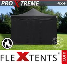 Pop up canopy Xtreme 4x4 m Black, Flame retardant, incl. 4 sidewalls