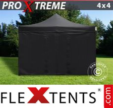 Pop up canopy Xtreme 4x4 m Black, incl. 4 sidewalls