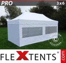 Pop up canopy PRO "Peaked" 3x6 m White, incl. 6 sidewalls