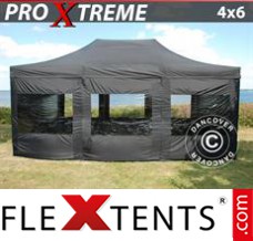 Pop up canopy Xtreme 4x6 m Black, incl. 8 sidewalls