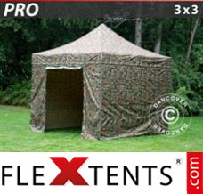 Pop up canopy PRO 3x3 m Camouflage/Military, incl. 4 sidewalls