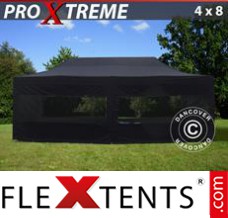 Pop up canopy Xtreme 4x8 m Black, incl. 6 sidewalls