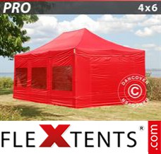 Pop up canopy PRO 4x6 m Red, incl. 8 sidewalls