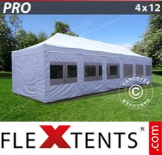 Pop up canopy PRO 4x12 m White, incl. sidewalls