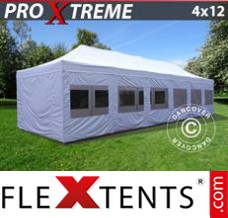 Pop up canopy Xtreme 4x12 m White, incl. sidewalls