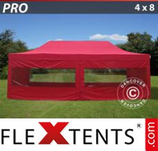 Pop up canopy PRO 4x8 m Red, incl. 6 sidewalls