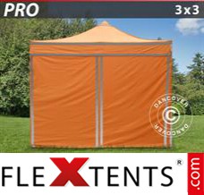 Pop up canopy PRO Work tent 3x3 m Orange Reflective, incl. 4...