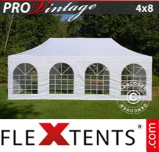 Pop up canopy PRO Vintage Style 4x8 m White, incl. 6 sidewalls