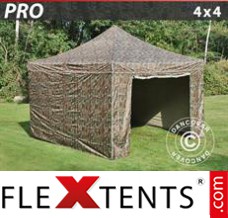 Pop up canopy PRO 4x4 m Camouflage/Military, incl. 4 sidewalls