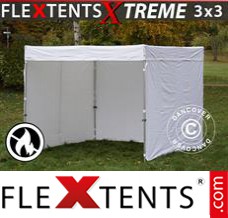 Pop up canopy Xtreme Exhibition w/sidewalls, 3x3 m, White, Flame...