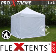 Pop up canopy Xtreme 3x3 m White, Flame retardant, incl. 4 sidewalls