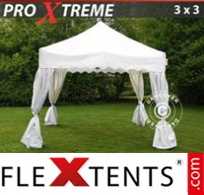 Pop up canopy Xtreme "Wave" 3x3m White, incl. 4 decorative curtains