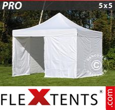 Pop up canopy PRO 5x5 m White, incl. 4 sidewalls