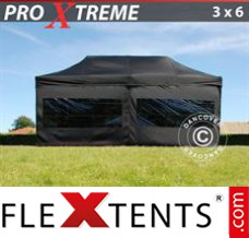Pop up canopy Xtreme 3x6 m Black, incl. 6 sidewalls