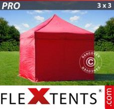 Pop up canopy PRO 3x3 m Red, incl. 4 sidewalls