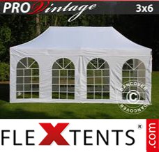 Pop up canopy PRO Vintage Style 3x6 m White, incl. 6 sidewalls