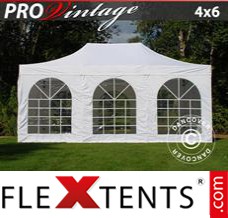 Pop up canopy PRO Vintage Style 4x6 m White, incl. 8 sidewalls