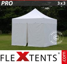 Pop up canopy PRO "Peaked" 3x3 m White, incl. 4 sidewalls