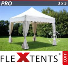 Pop up canopy PRO "Wave" 3x3 m White, inkl. 4 decorative curtains