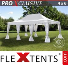 Pop up canopy PRO 4x6 m White, incl. 8 decorative curtains